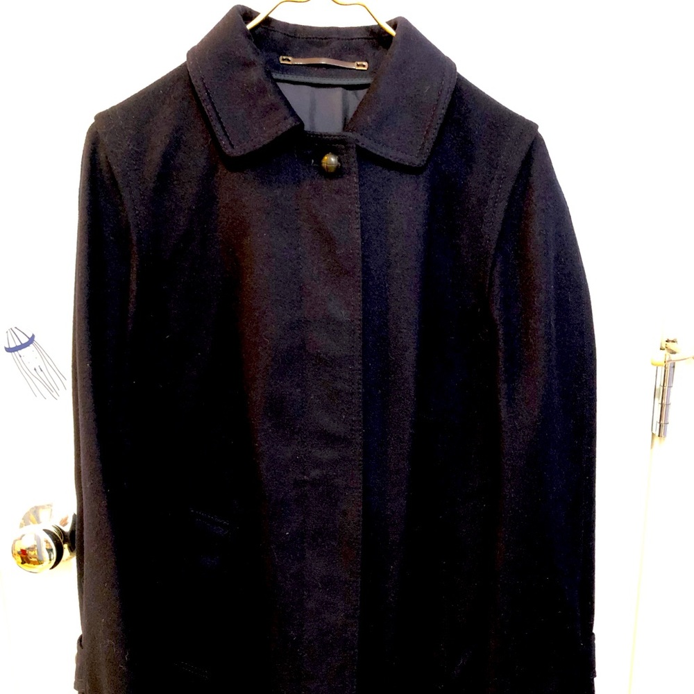 Burberry Navy Wool Button-Up Coat (size 8)